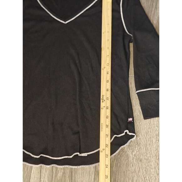 Polo‎ Jeans Co Ralph Lauren Womens Black Ribbed V Neck 3/4 Sleeve Top L G - Picture 7 of 10